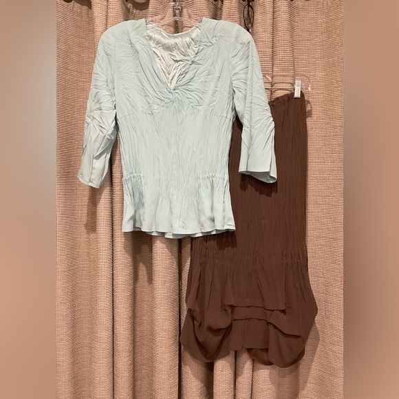 Babette Dresses & Skirts - Babette Skirt/Blouse Set, Teal Blouse and Brown Skirt, Size Medium